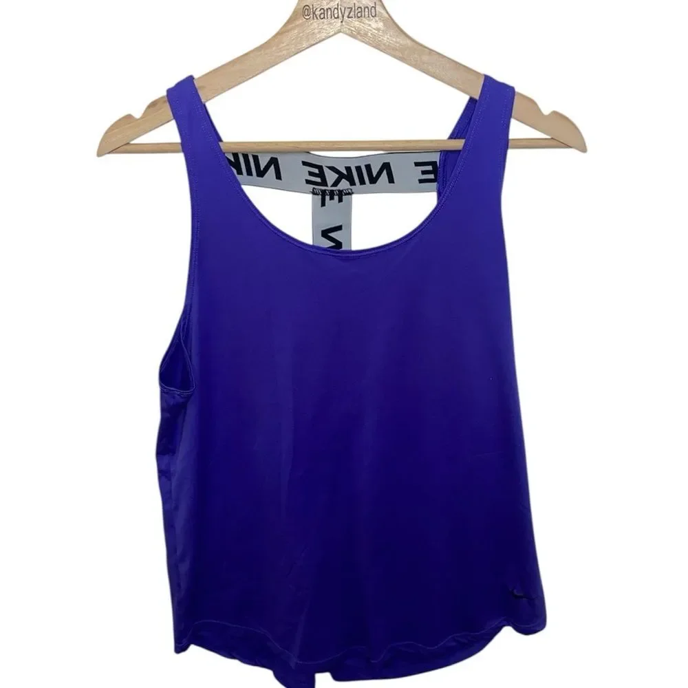 Nike Dri-Fit Women's Purple Blue Tank Top Logo across back straps